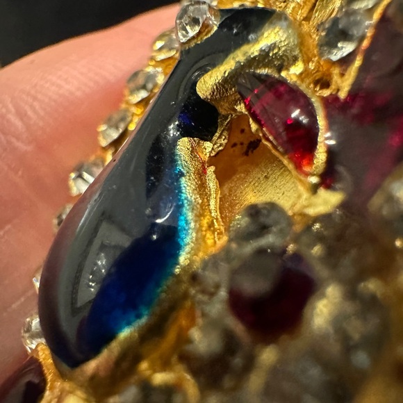 Vintage Japan Brooch Lot Peacock Figural & Rhinestone Gold Tone Mid Century - Picture 6 of 11